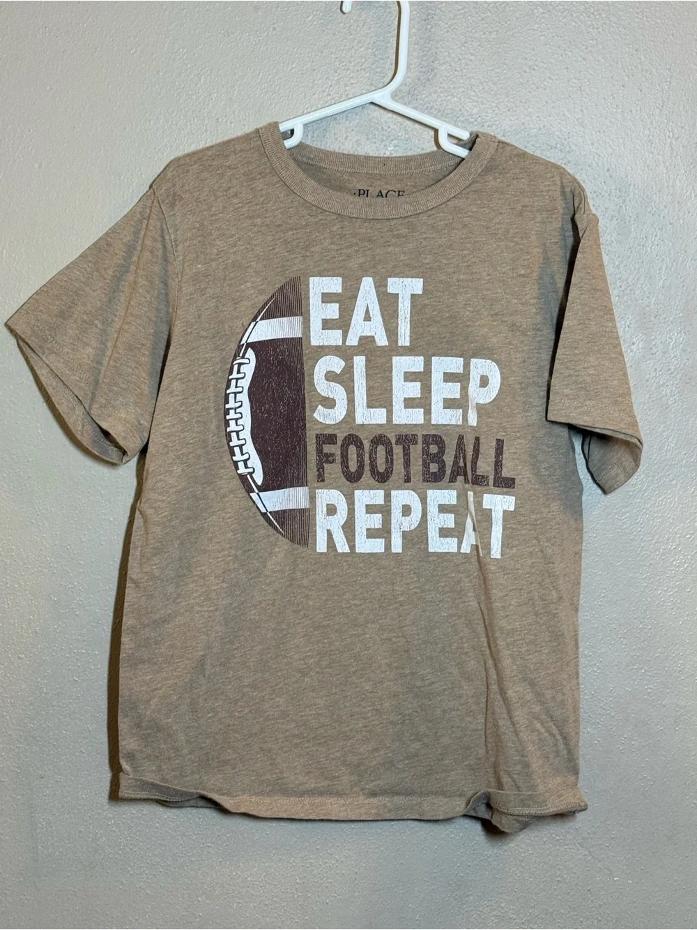Kids Children’s Place Eat Sleep Football Repeat Brown Tee Sz Med (7/8)